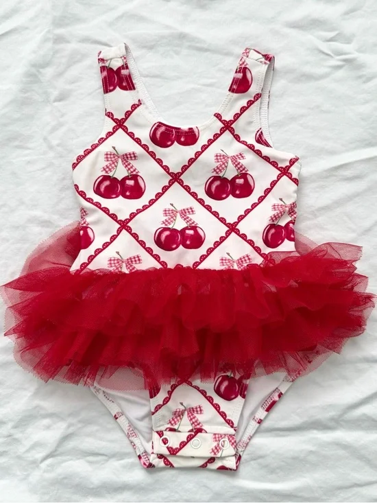 Posh Peanut One Piece Tutu Swimsuit | 18-24m | Cherry Cheryl Print - Picture 5 of 13